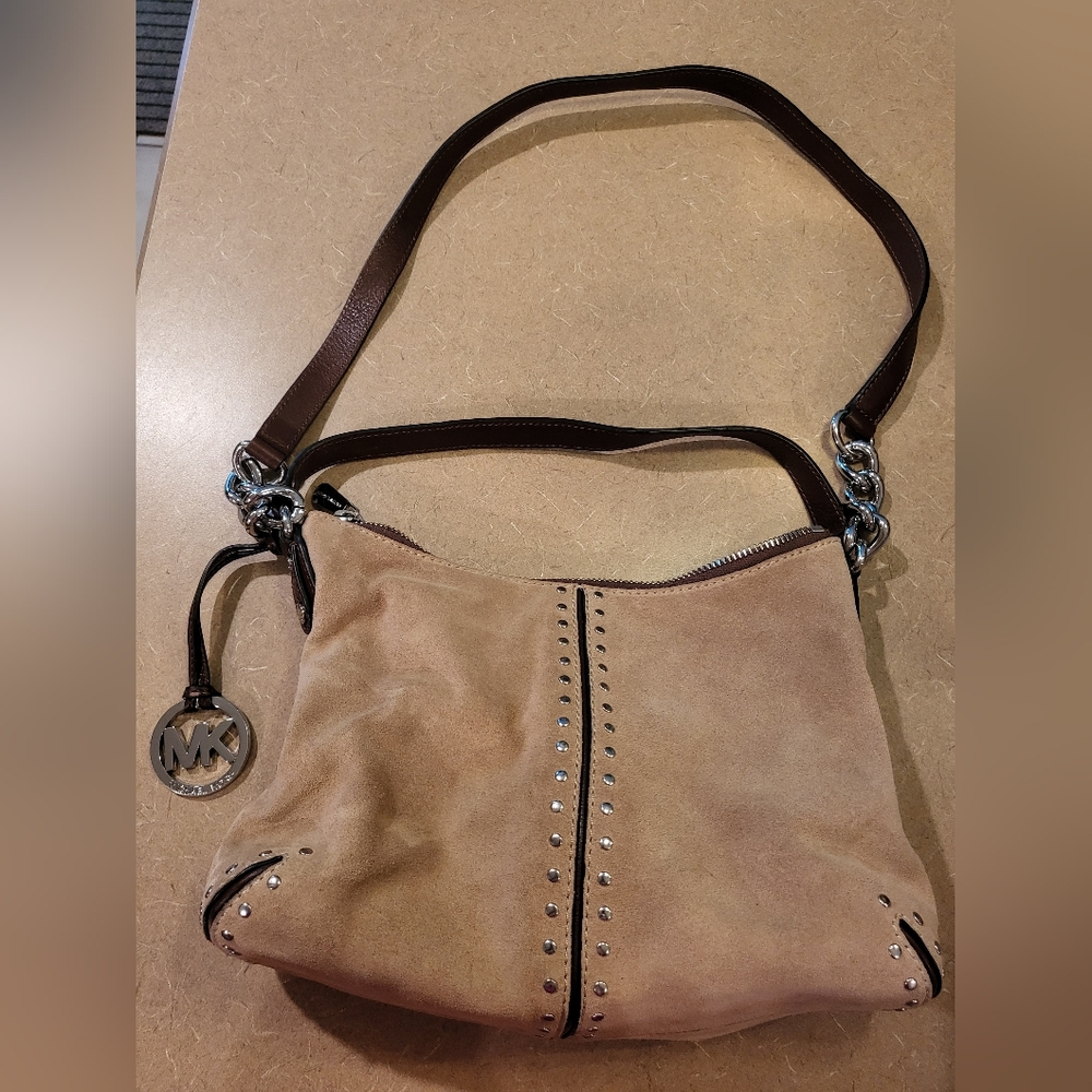 Michael Kors Tan Suede Astor Shoulder Bag